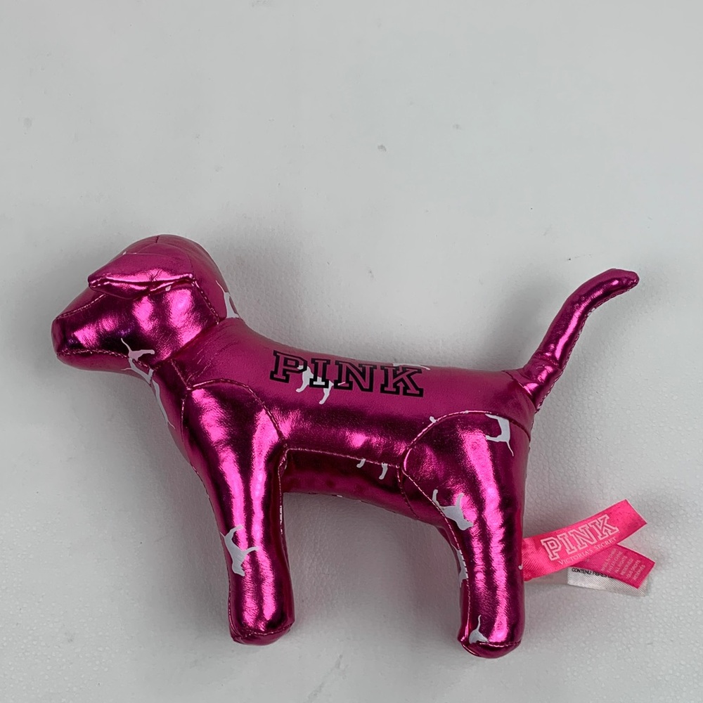 Victoria's Secret PINK Shiny METALLIC Pink Dog Plush Toy collectible